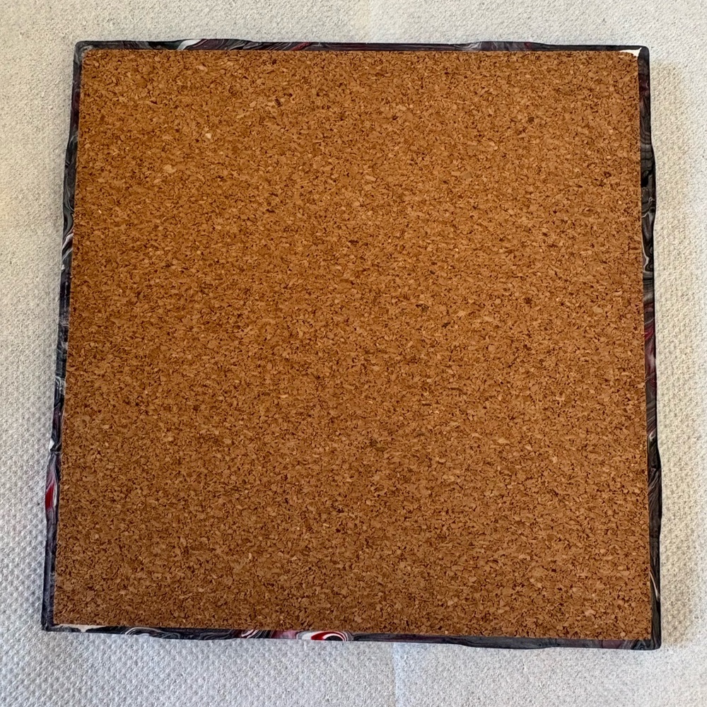 Wildcat Logo Art Piece Poured Painted Tile Coaster Red Black - Picture 3 of 3